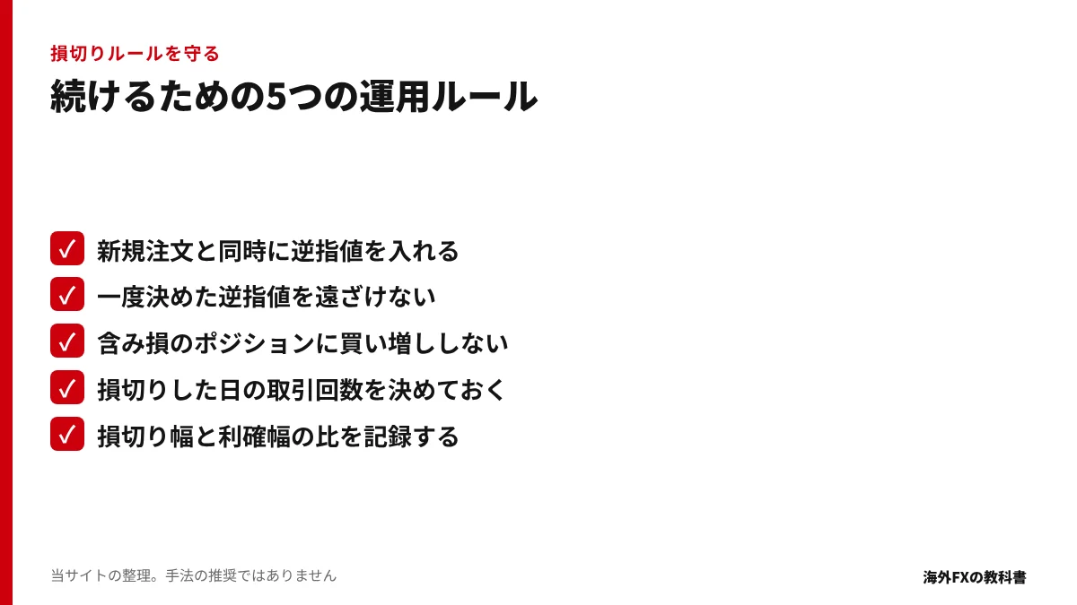 損切りルールを守るための5つの運用ルールのチェックリスト