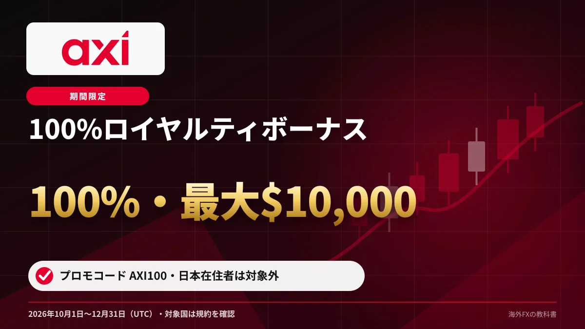 Axi 100%ロイヤルティボーナス(AXI100) 入金額の100%・最大$10,000